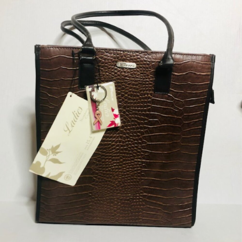Targus Women’s Brown Laptop Handbag Tote Faux Alligator Embossed - Picture 5 of 5